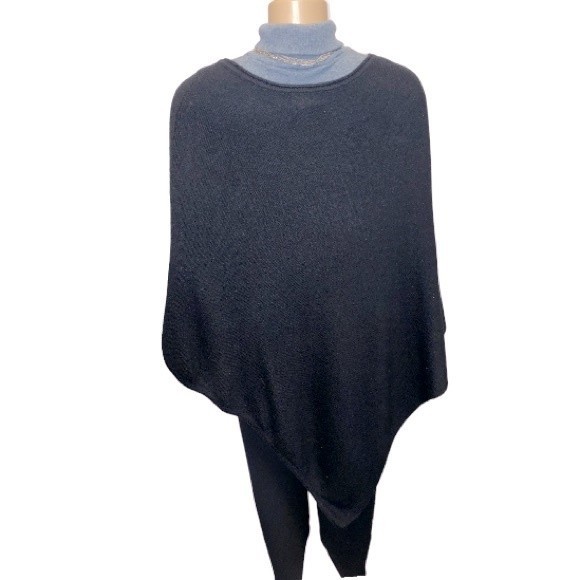 Rachel Rachel Roy Poncho Wool Black Asymmetric hemline Size Os - Picture 9 of 11